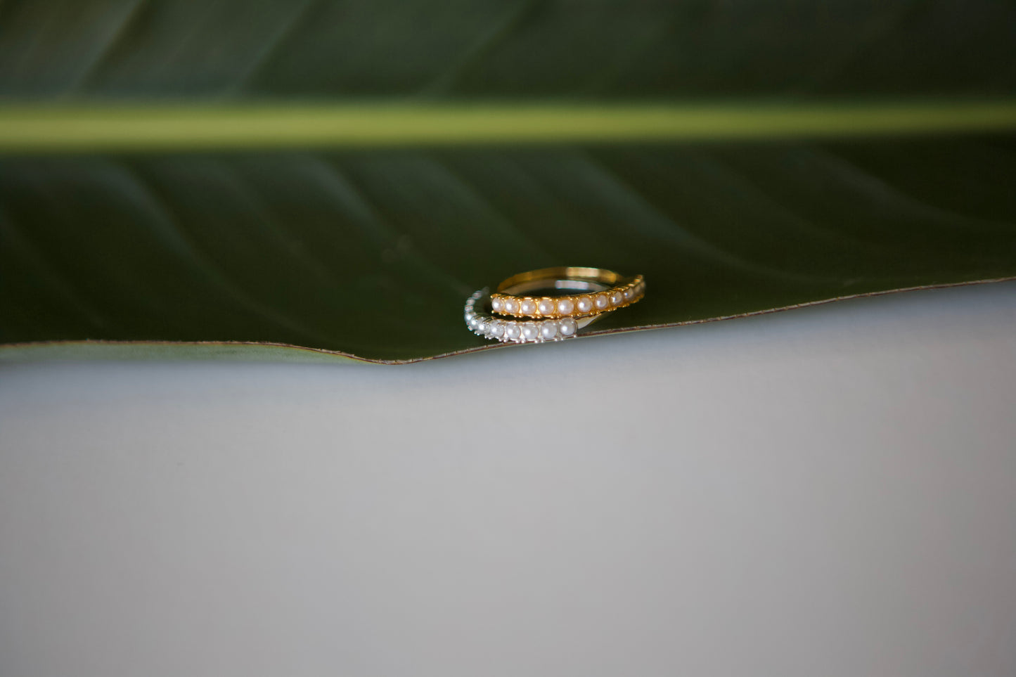 Tiny Pearl Eternity 18K Gold-Plated Ring Size 6