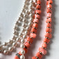 Vintage Multi-strand Layered Beaded with Coral and Faux Pearl Necklace adjustable necklace 16”to 18”