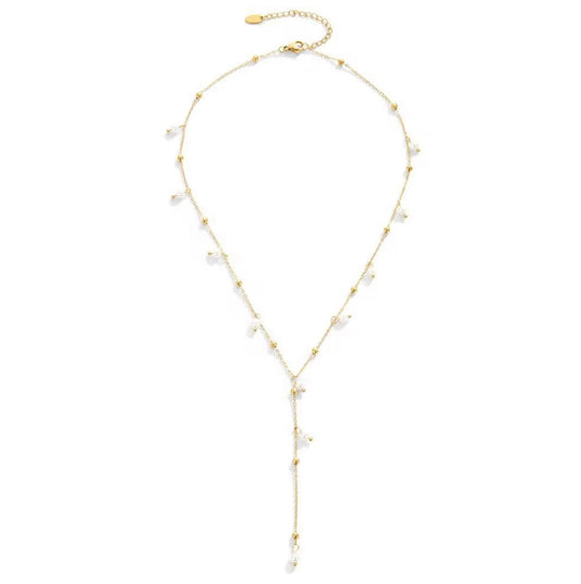 Pearl 18K Gold-Plated Lariat Adjustable Necklace